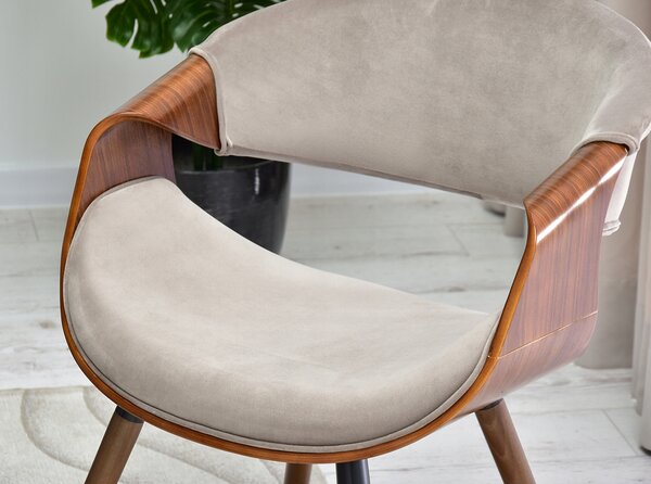 Designová jídelní židle SAROLTA - ořech / béžová
