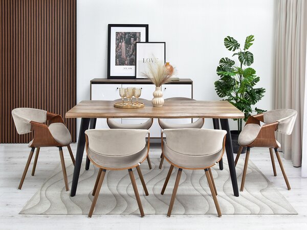 Designová jídelní židle SAROLTA - ořech / béžová