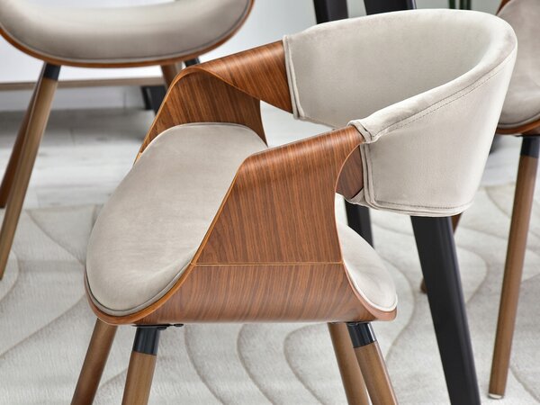Designová jídelní židle SAROLTA - ořech / béžová