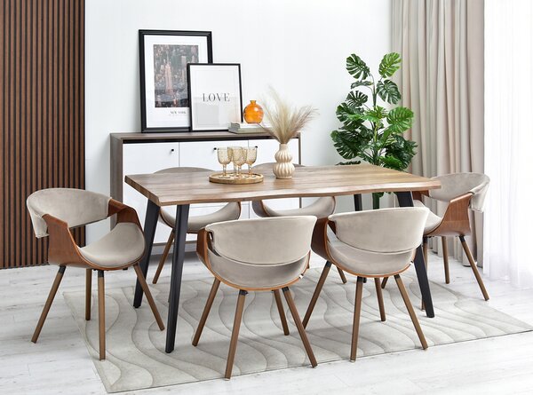 Designová jídelní židle SAROLTA - ořech / béžová