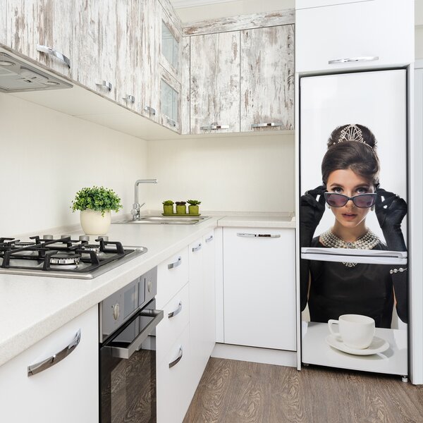 Nálepka tapeta na ledničku Žena v brýlích FridgeStick-70x190-f-101939055