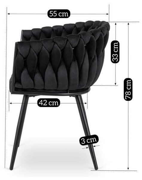 Jídelní židle Kumo Velvet, černá