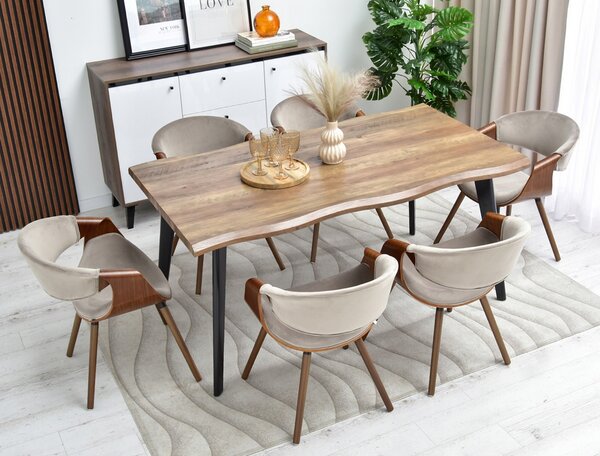 Designová jídelní židle SAROLTA - ořech / béžová