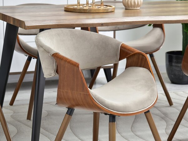 Designová jídelní židle SAROLTA - ořech / béžová