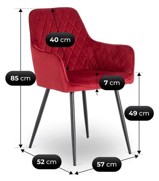Jídelní židle Mado Velvet, červená