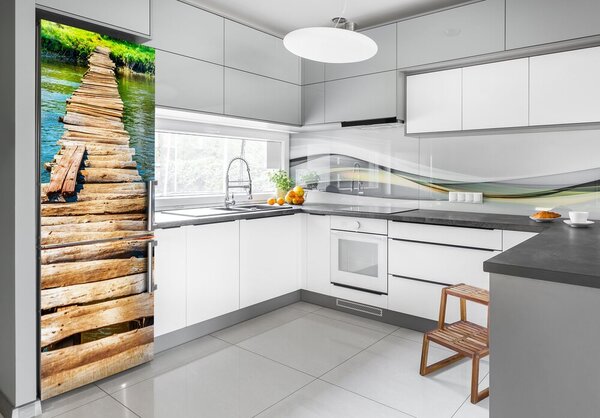 Nálepka na ledničku Dřevěný most FridgeStick-70x190-f-102004373