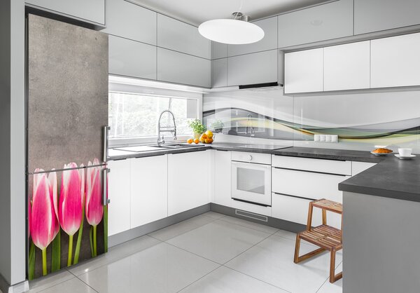 Nálepka fototapeta lednička Růžové tulipány FridgeStick-70x190-f-102142486