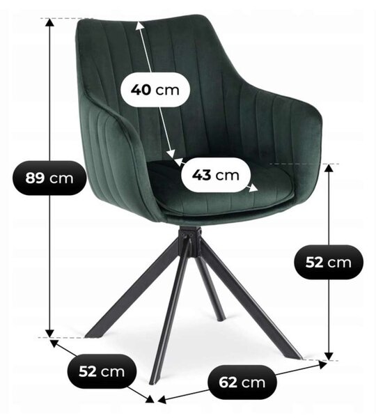 Jídelní židle Pinzo Velvet, zelená