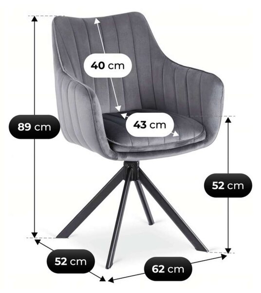 Jídelní židle Pinzo Velvet, šedá