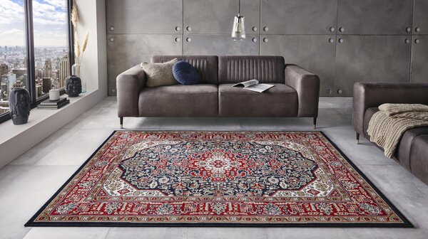 Nouristan, Kusový koberec Mirkan 104096 Navy, 120x170, červená, modrá, chodba / předsíň