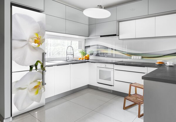 Nálepka fototapeta lednička Bílá orchidej FridgeStick-70x190-f-103920801