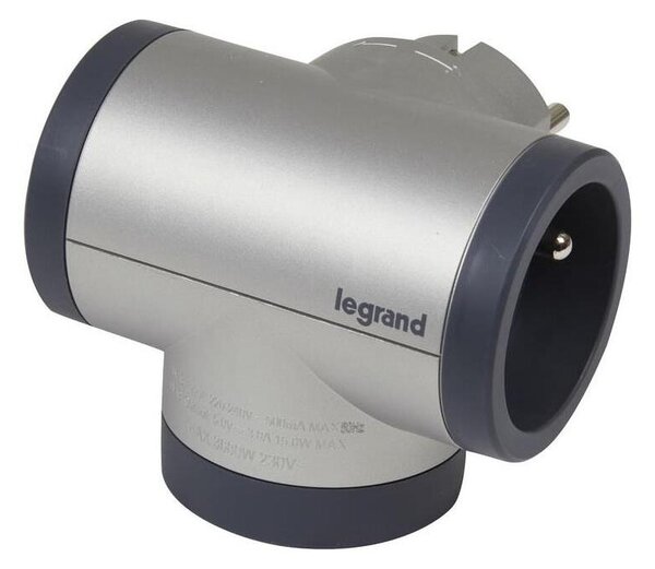 Legrand 049439-Rozboč. zásuvka otočná 2Z Typ E + USB-A + USB-C stříbrná/černá