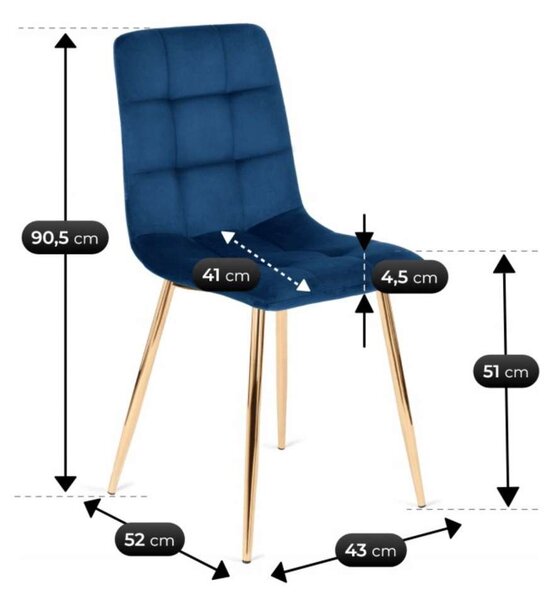 Jídelní židle Sibel Velvet, modrá