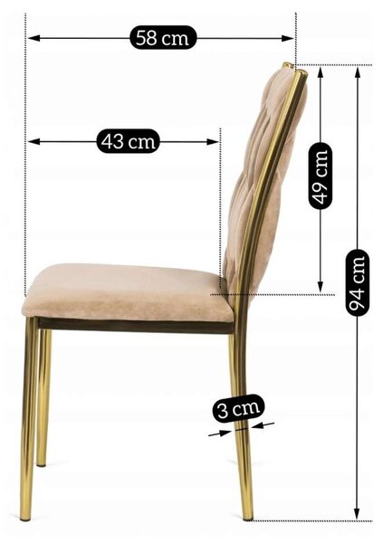 Jídelní židle Sida Velvet, béžová