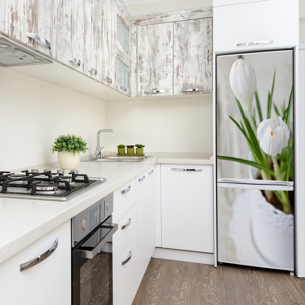 Nálepka fototapeta lednička Bílé krokusy FridgeStick-70x190-f-104203143
