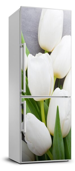 Nálepka fototapeta lednička Bílé tulipány FridgeStick-70x190-f-104270630