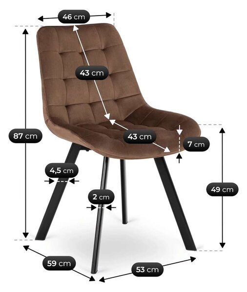 Jídelní židle Tipos Velvet, hnědá