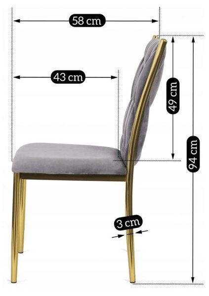 Jídelní židle Sida Velvet, šedá