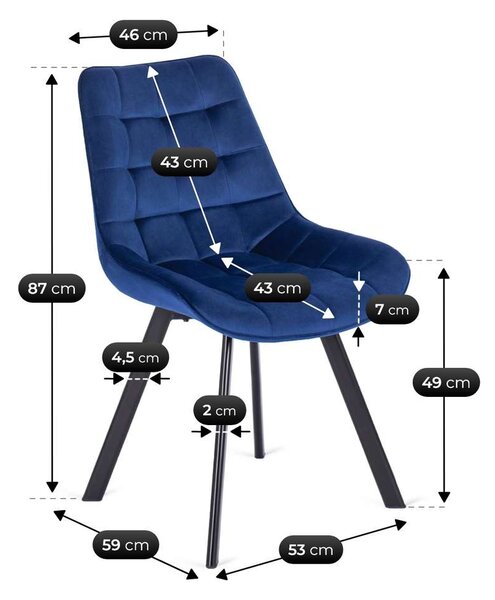 Jídelní židle Tipos Velvet, modrá