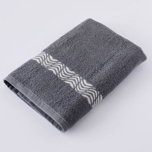 Koupelnový textil s originálním vyšitým lemem 420g/m2 antracitová ručník 50x100 cm+žínka