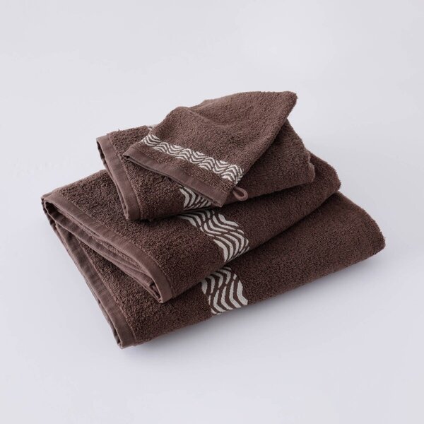 Koupelnový textil s originálním vyšitým lemem 420g/m2 čokoládová ručník 50x100 cm+žínka