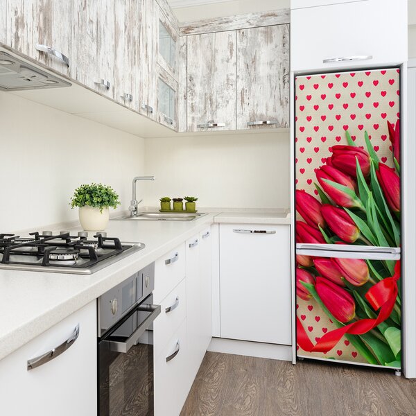 Foto nálepka na ledničku Červené tulipány FridgeStick-70x190-f-104956051