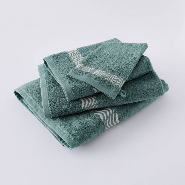Koupelnový textil s originálním vyšitým lemem 420g/m2 eukalyptus ručník 50x100 cm+žínka