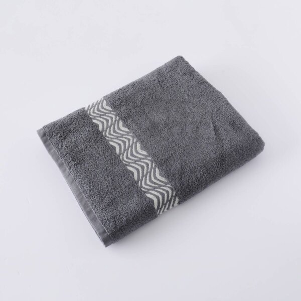Koupelnový textil s originálním vyšitým lemem 420g/m2 antracitová ručník 50x100 cm+žínka