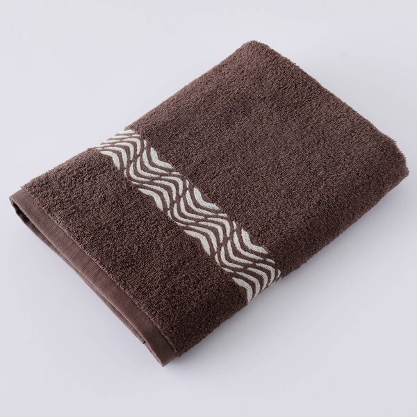 Koupelnový textil s originálním vyšitým lemem 420g/m2 čokoládová ručník 50x100 cm+žínka