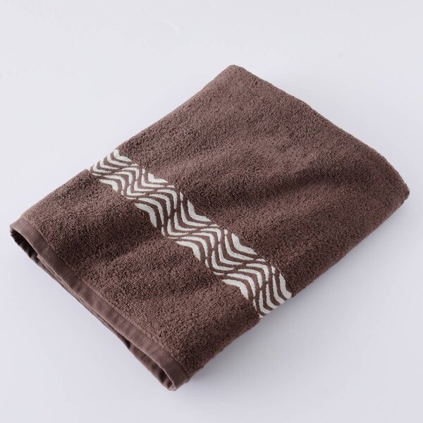Koupelnový textil s originálním vyšitým lemem 420g/m2 čokoládová ručník 50x100 cm+žínka
