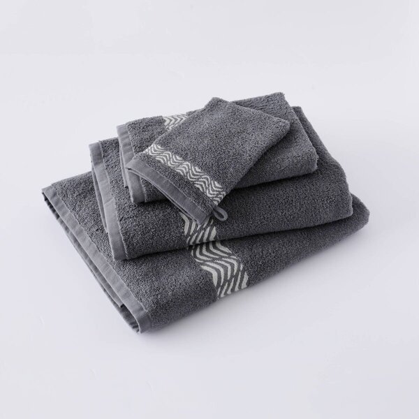 Koupelnový textil s originálním vyšitým lemem 420g/m2 antracitová ručník 50x100 cm+žínka