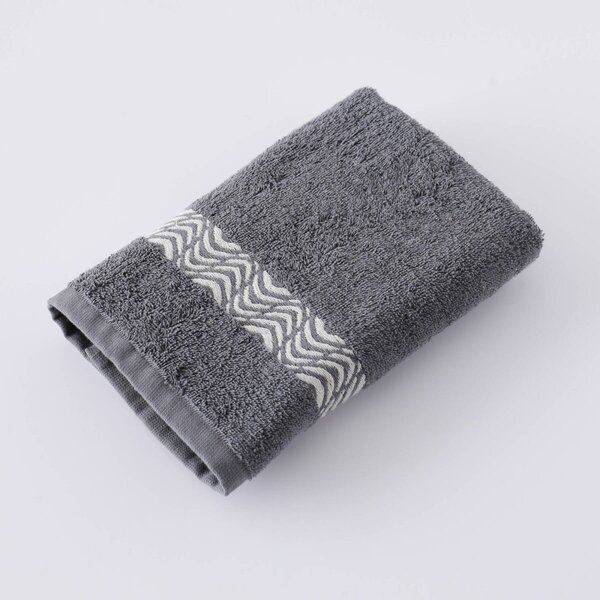 Koupelnový textil s originálním vyšitým lemem 420g/m2 antracitová ručník 50x100 cm+žínka