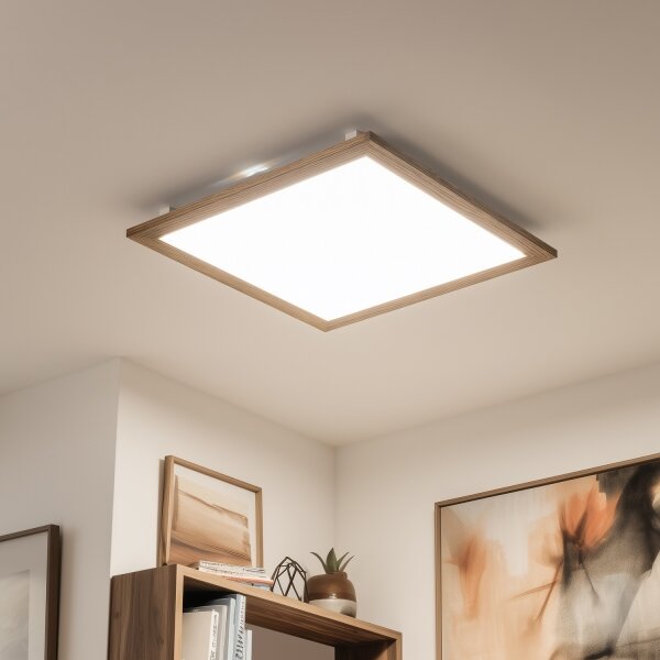 Eglo - LED Přisazený panel SALOBRENA-RW WOOD LED/34W/230V 2700/4000K hnědá