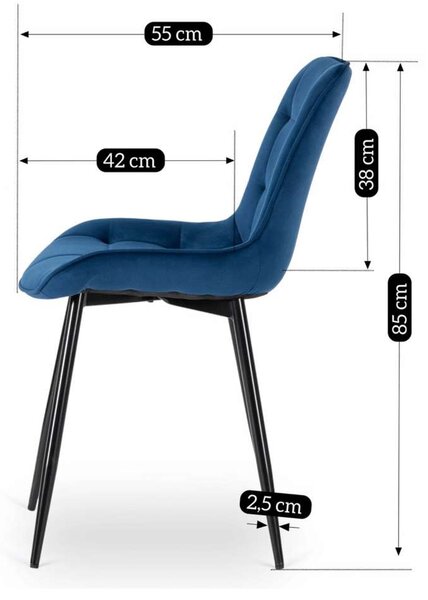 Jídelní židle Zuto Velvet, modrá