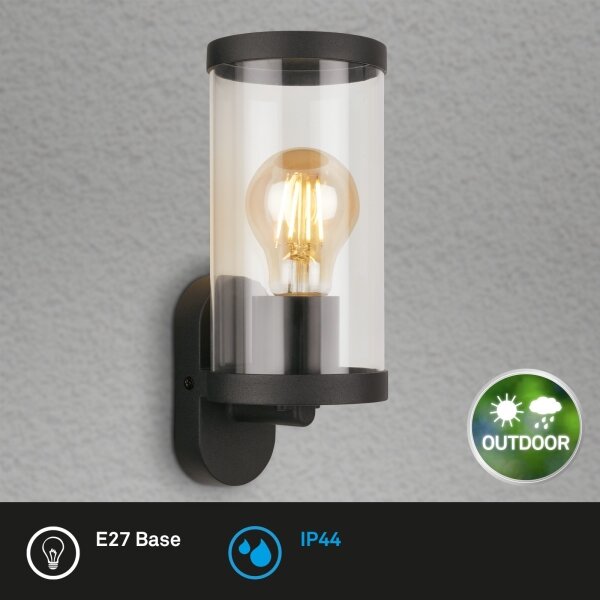 Briloner 3600-015 - Venkovní nástěnné svítidlo KAIRO 1xE27/12W/230V IP44 černá