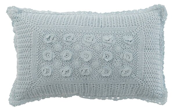 Pomněnkový bavlněný polštář s krajkou Lace blue - 50*10*30cm - J-Line by Jolipa