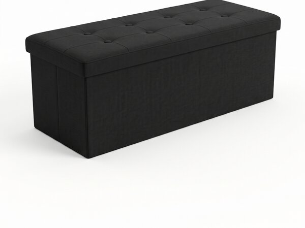 Puf s úložným prostorem obdélníkový, skládací, 110 × 38 × 38 cm, černý