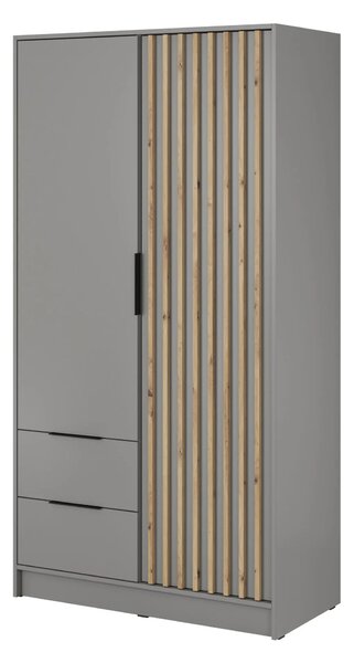 Dvoudveřová skříň MARFA - šířka 105 cm, šedá / dub artisan