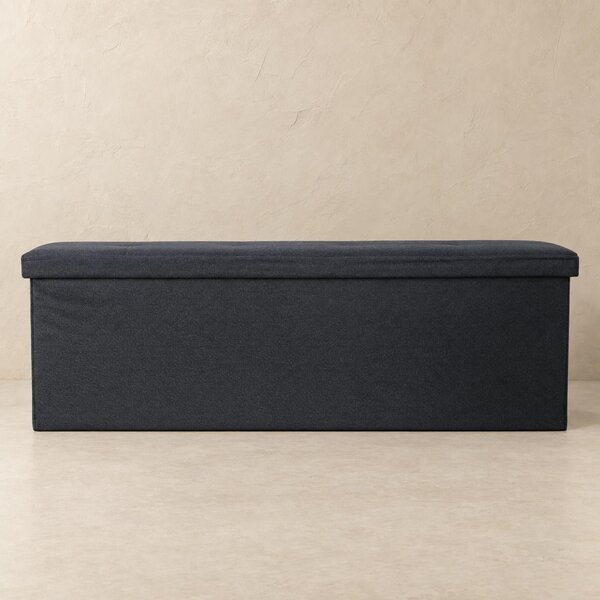 Puf s úložným prostorem obdélníkový, skládací, 110 × 38 × 38 cm, černý