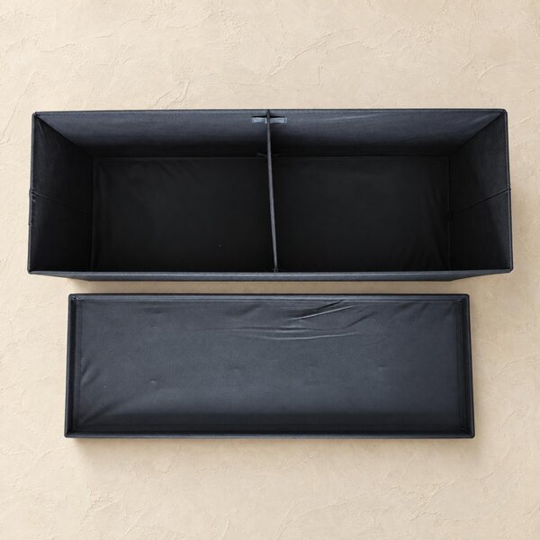 Puf s úložným prostorem obdélníkový, skládací, 110 × 38 × 38 cm, černý