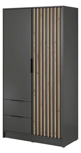 Dvoudveřová skříň MARFA - šířka 105 cm, grafit / dub artisan