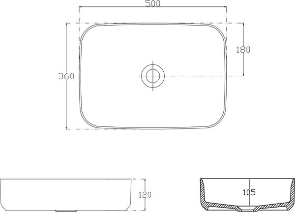 Isvea Infinity umyvadlo 50x36 cm obdélníkový na pult bílá lesk 10NF65050