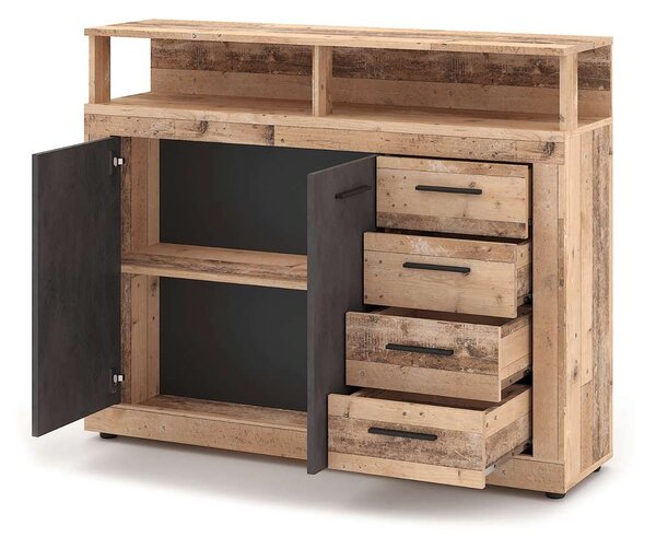 Komoda Leniza 120A, dub natural / grafit