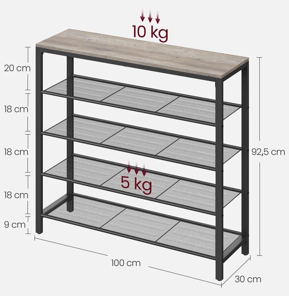 REGÁL NA BOTY, černá, šedobéžová, 100/92,5/30 cm Boxxx - Online Only šatny & botníky, Online Only