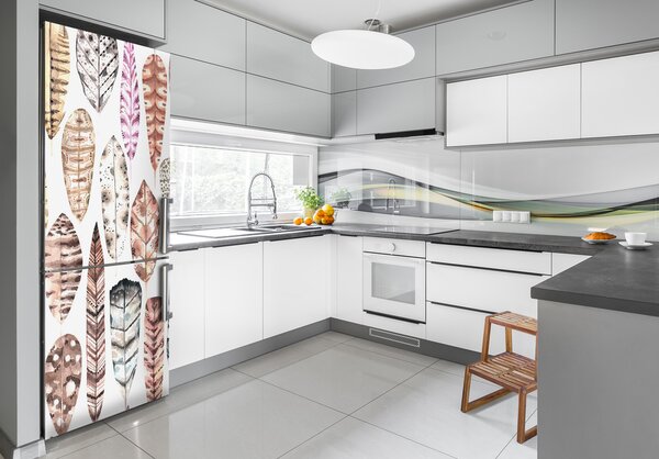 Nálepka tapeta na ledničku Barevná pírka FridgeStick-70x190-f-109950340
