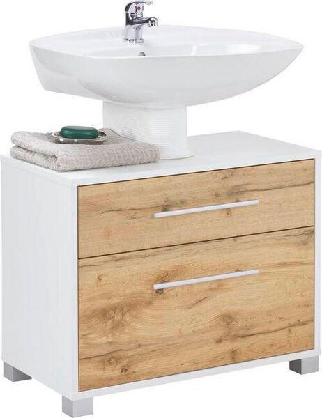 SKŘÍŇKA POD UMYVADLO, barvy dubu, bílá, 65/53/35 cm Welnova - Koupelnové série