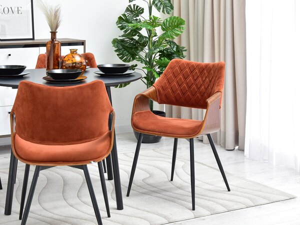Designová jídelní židle NENET - ořech / měděná
