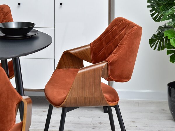 Designová jídelní židle NENET - ořech / měděná