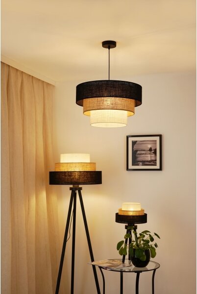 Brilagi - Lustr na lanku ASPEN LUNETA 1xE27/15W/230V pr. 45 černá/béžová/krémová