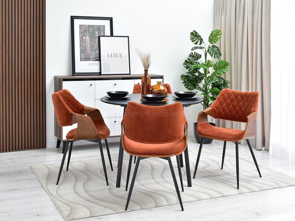 Designová jídelní židle NENET - ořech / měděná